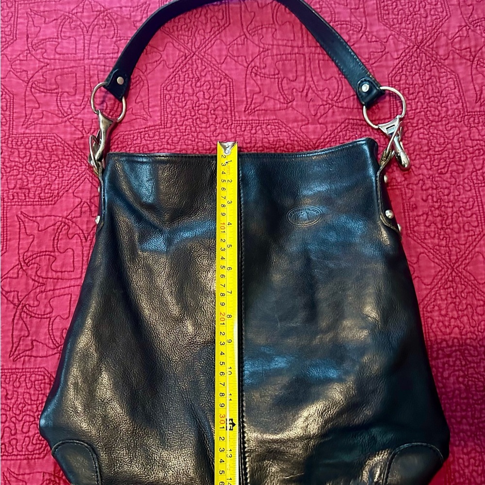 Classic Black Genuine Leather Shoulder Bag - Leather Factory- Firenze Italy - Picture 4 of 12